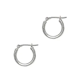 14KT White Gold 2mm 9/16 Inch Hoop Earrings