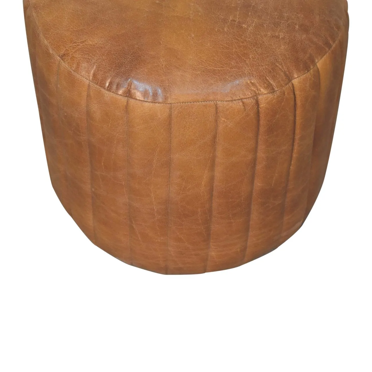 Artisan Buffalo Leather Boucle Footstool