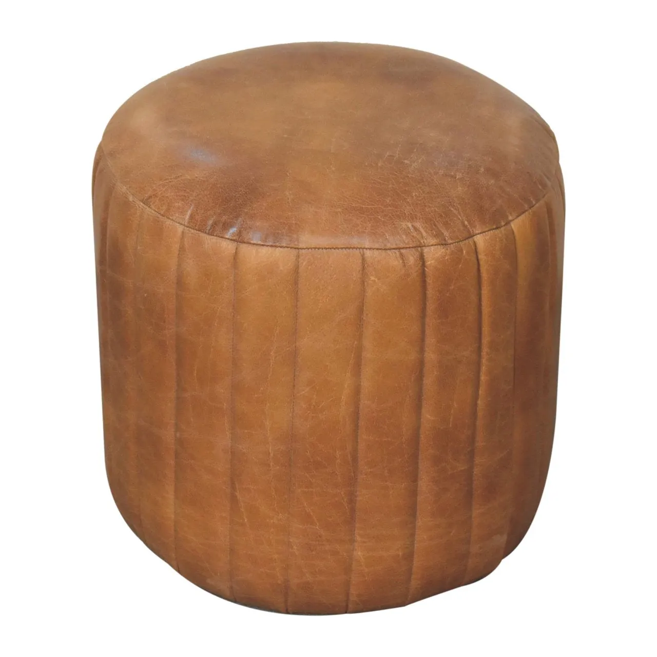 Artisan Buffalo Leather Boucle Footstool