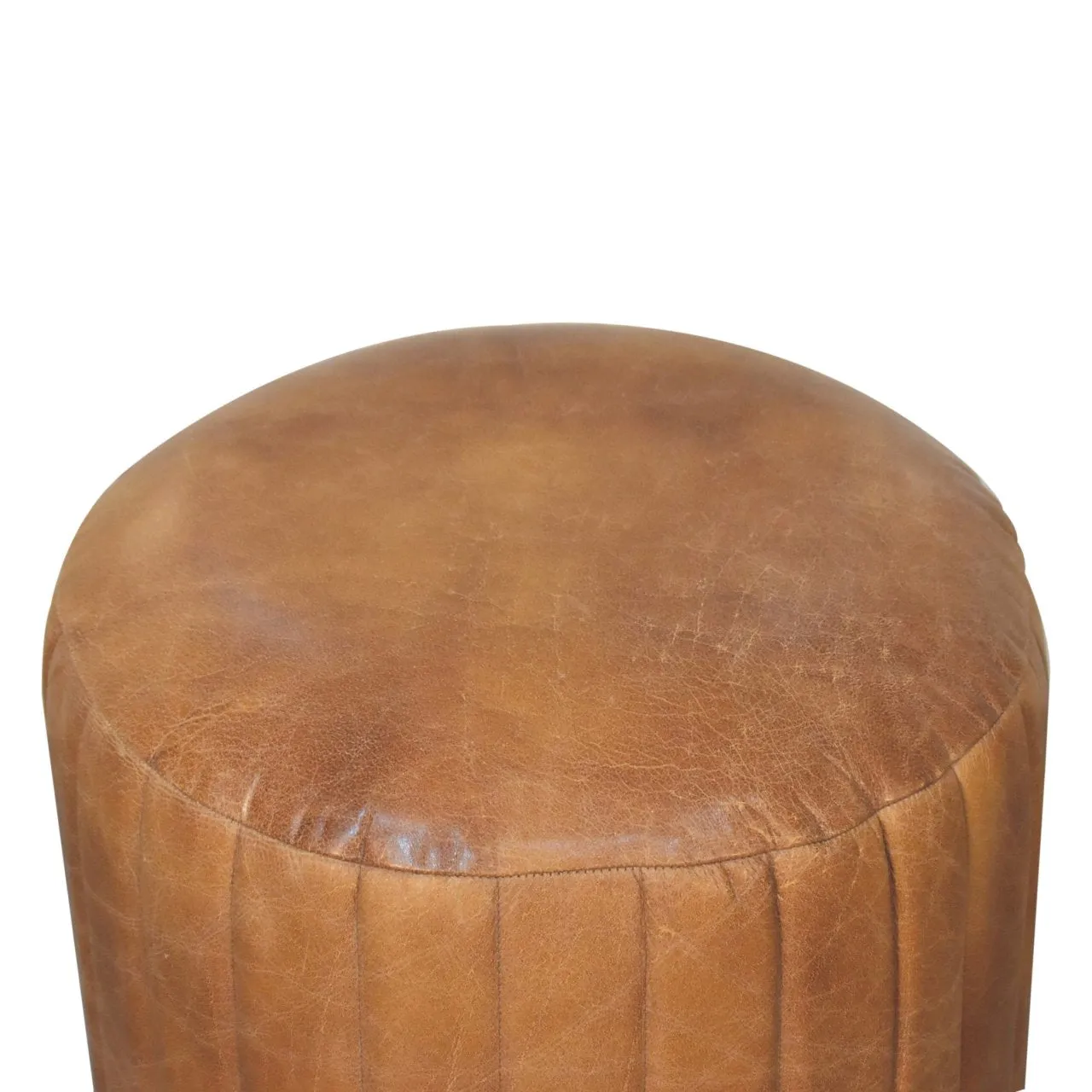 Artisan Buffalo Leather Boucle Footstool