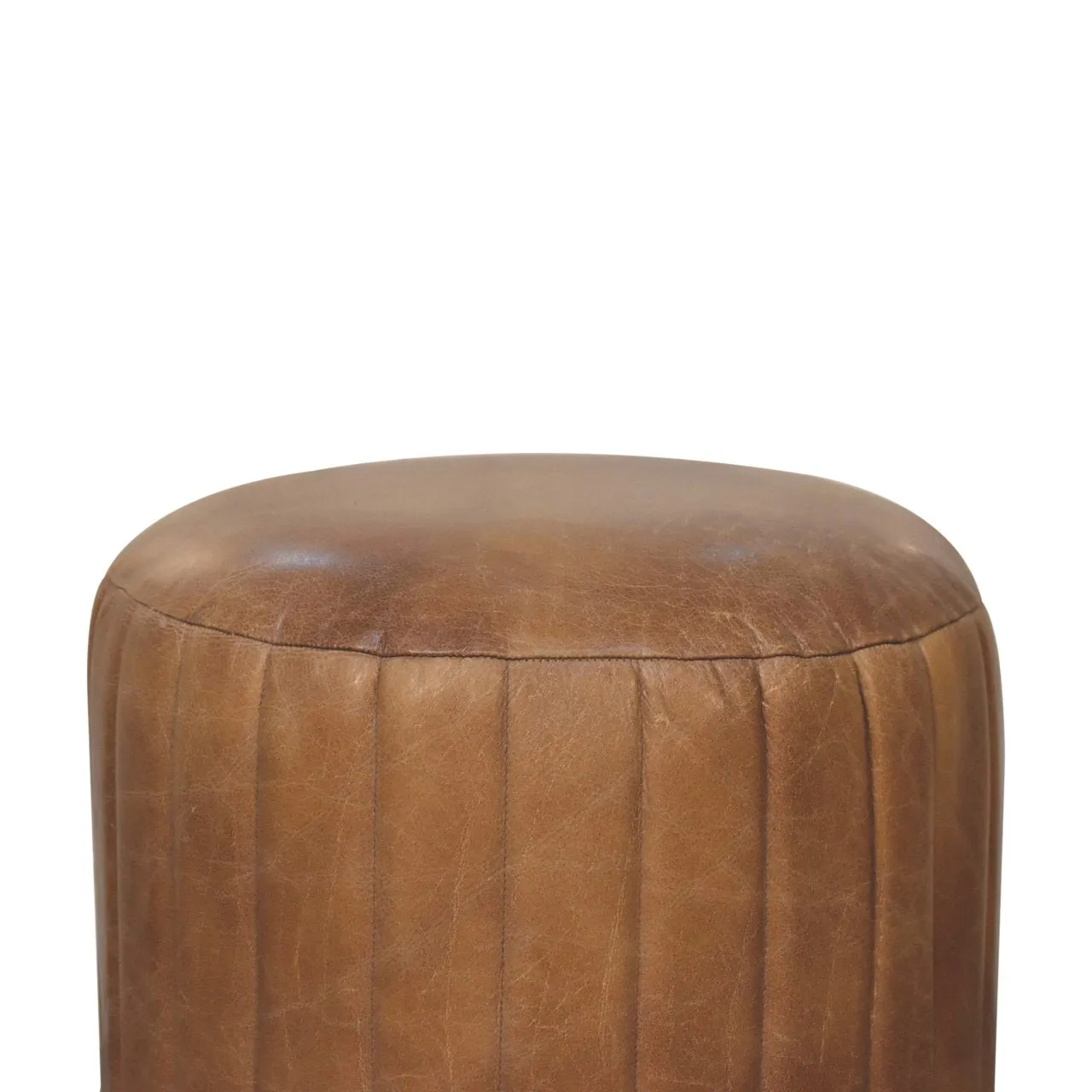 Artisan Buffalo Leather Boucle Footstool