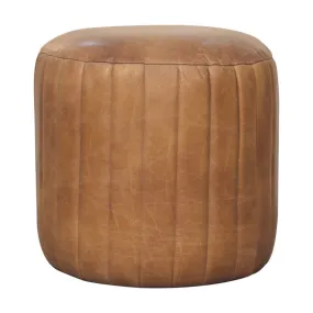 Artisan Buffalo Leather Boucle Footstool