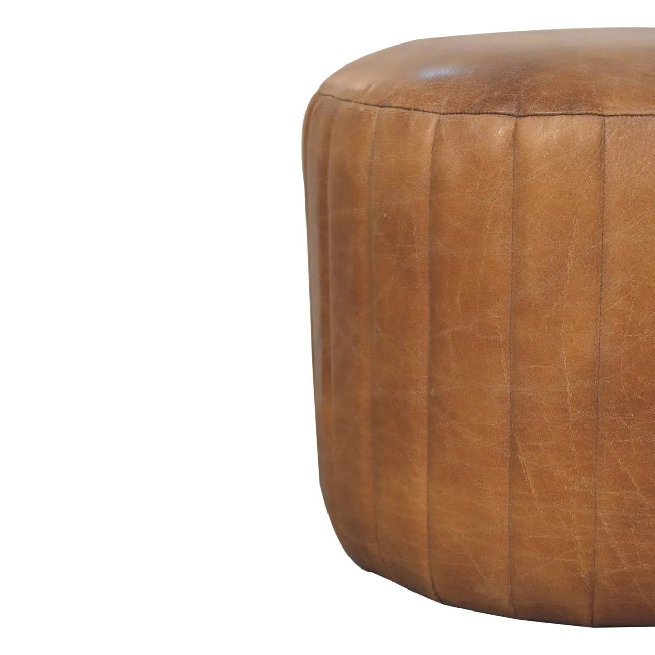 Artisan Buffalo Leather Boucle Footstool