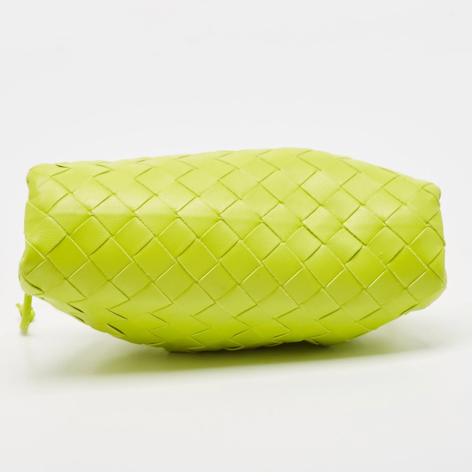 Bottega Veneta Neon Green Intrecciato Leather Mini Pouch Clutch