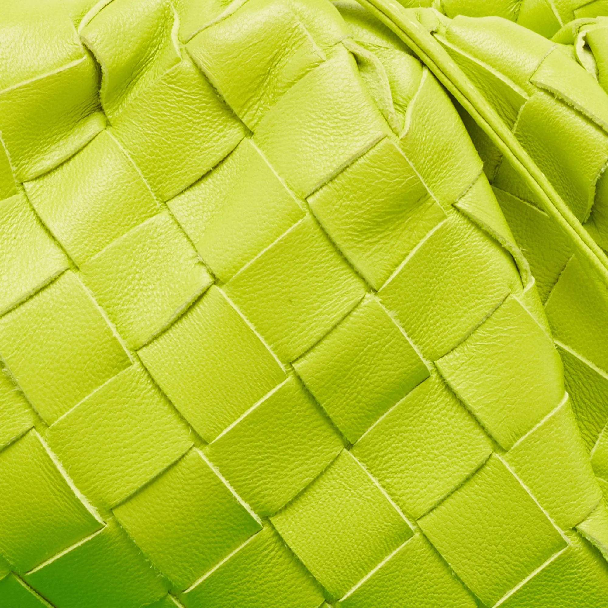 Bottega Veneta Neon Green Intrecciato Leather Mini Pouch Clutch