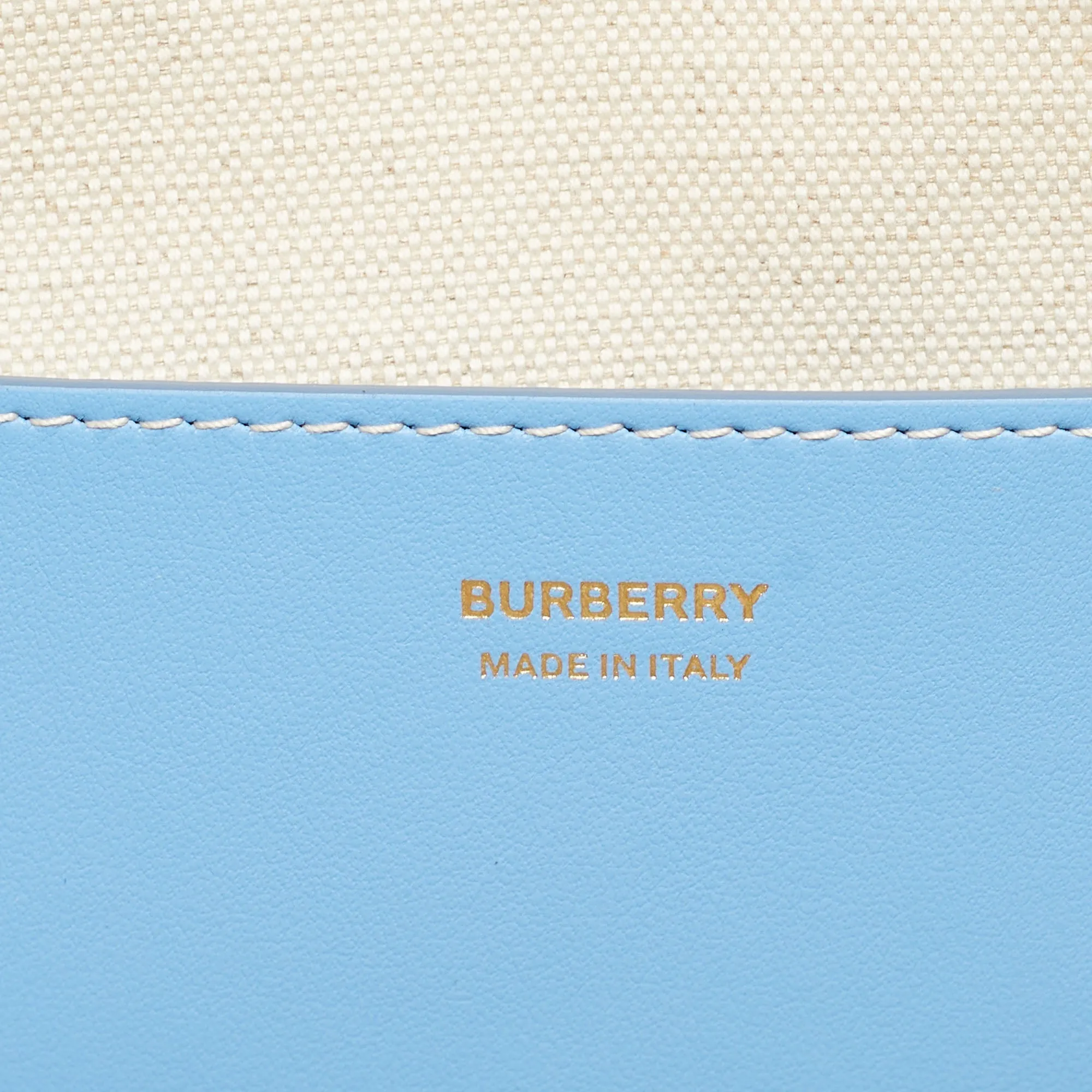 BURBERRY Beige/Blue Straw and Leather Duncan Clutch