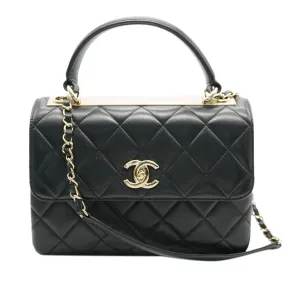 CHANEL Black Quilted Lambskin Small Trendy CC Dual Handle New Bag