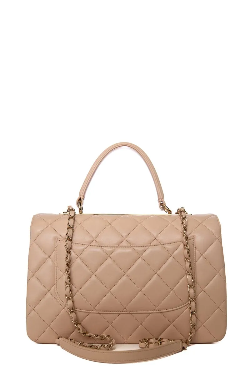 Chanel Blush Lambskin "Trendy"  Handbag W/ Gold HW