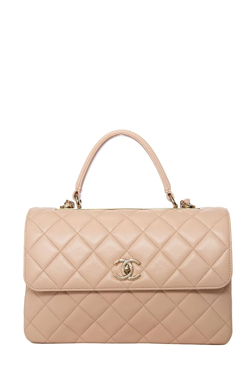 Chanel Blush Lambskin "Trendy"  Handbag W/ Gold HW