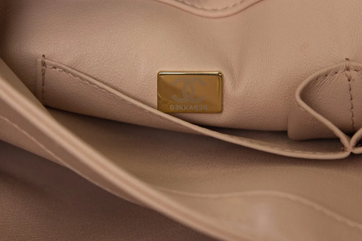 Chanel Blush Lambskin "Trendy"  Handbag W/ Gold HW