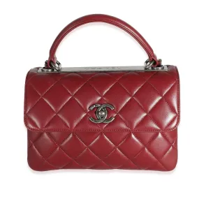 CHANEL Burgundy Quilted Lambskin Small Trendy New Bag