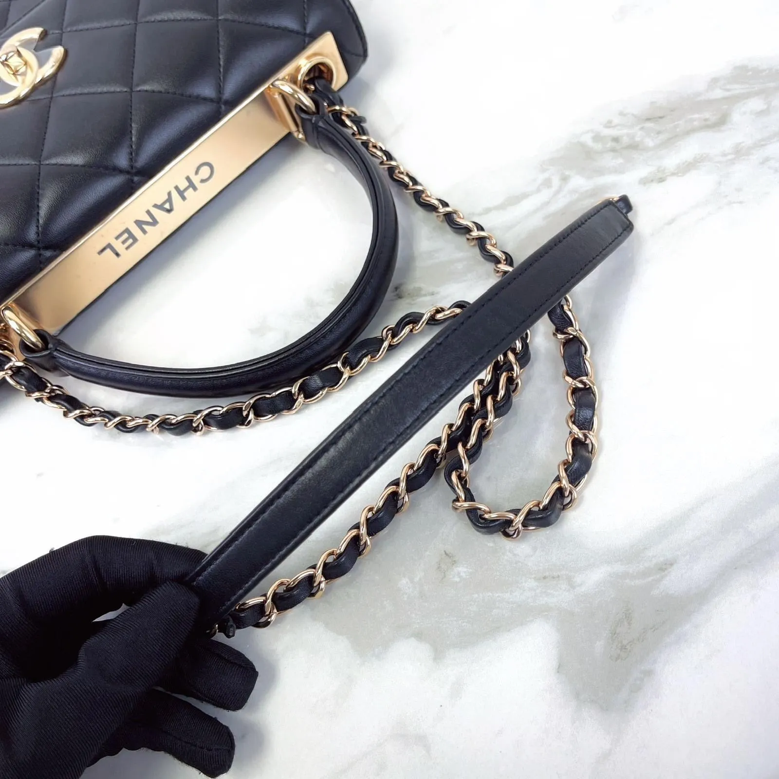 Chanel Trendy CC Small Black Lambskin Rose Gold Hardware