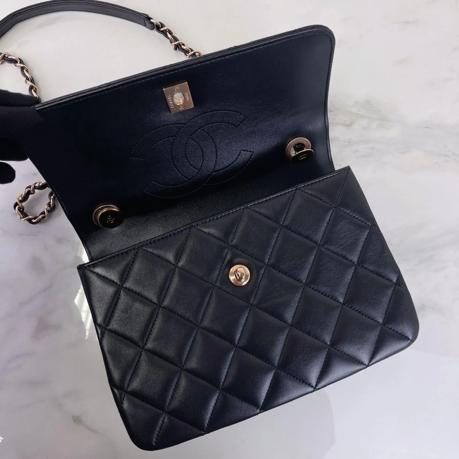 Chanel Trendy CC Small Black Lambskin Rose Gold Hardware