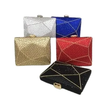 CHER GOLD & WHITE CLUTCH BAG WITH TINY RHINESTONE EMBELLISHMENTS