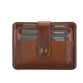 Elegant Leather Card Holder with Snap Closure and Dual ID Windows