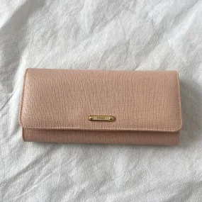 Fendi pink leather textured continental flap wallet