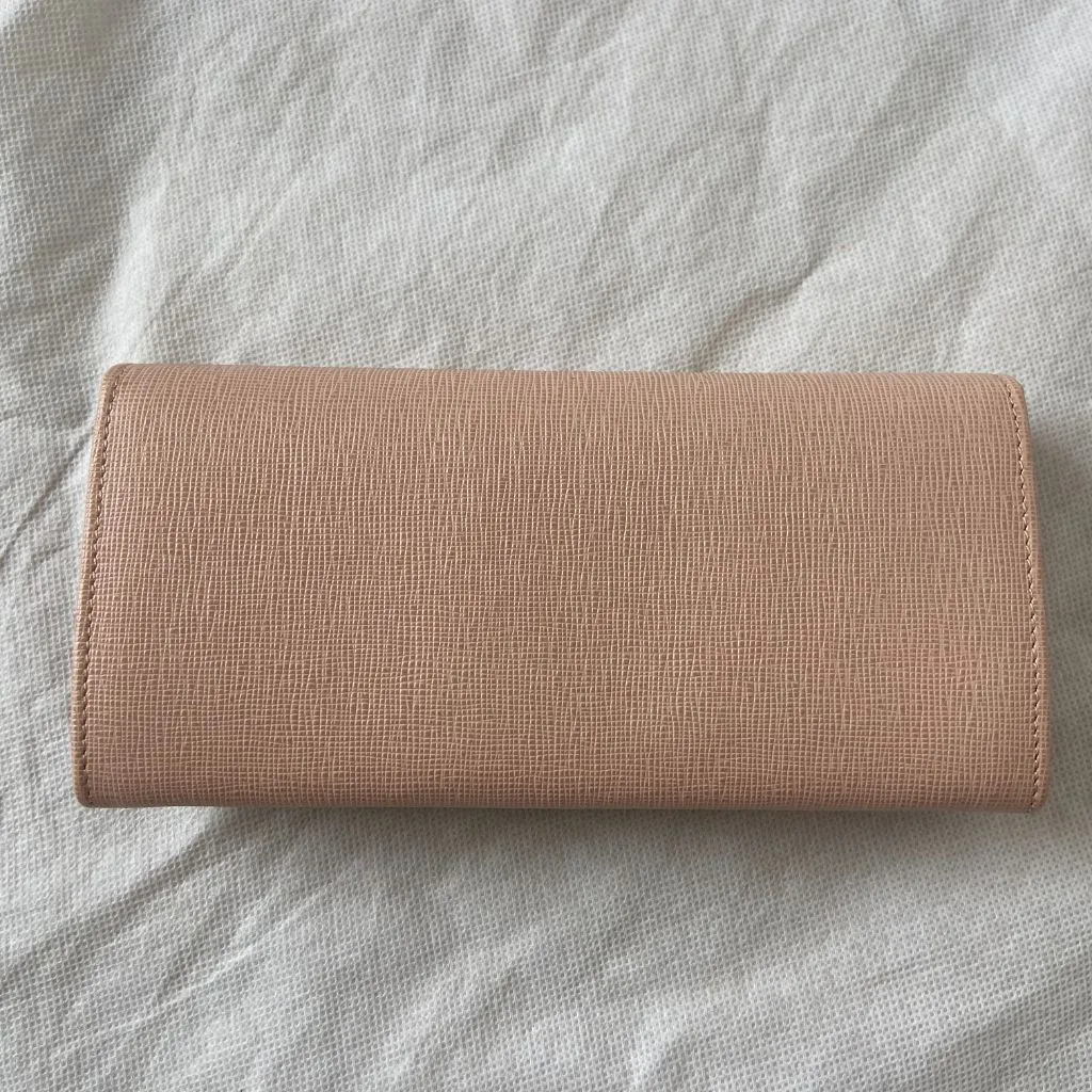 Fendi pink leather textured continental flap wallet