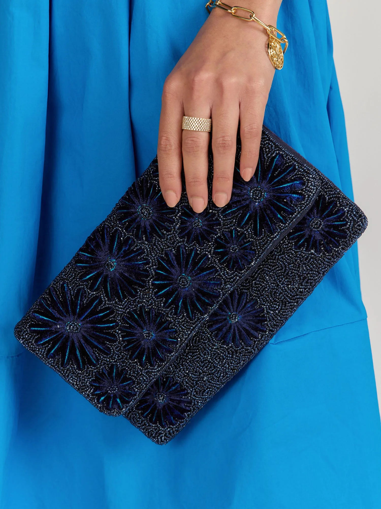 Floral Velvet Beaded Clutch