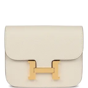 Hermes Constance Slim Wallet Craie Epsom Gold Hardware