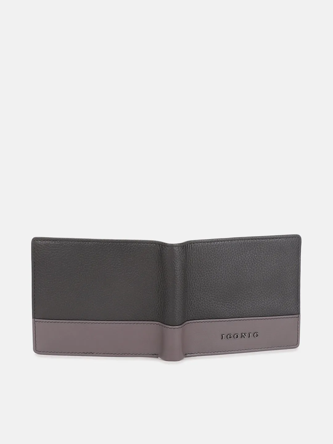 Iconic Men Black Textured Bi-Fold Wallet