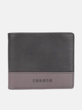 Iconic Men Black Textured Bi-Fold Wallet