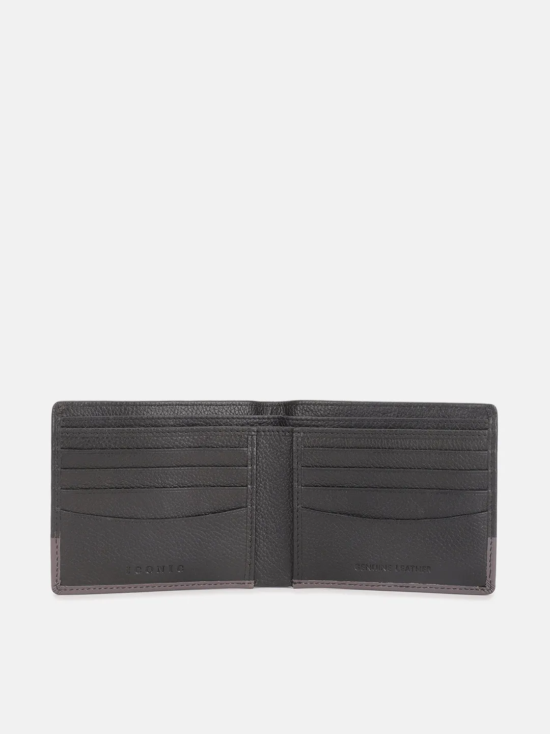 Iconic Men Black Textured Bi-Fold Wallet