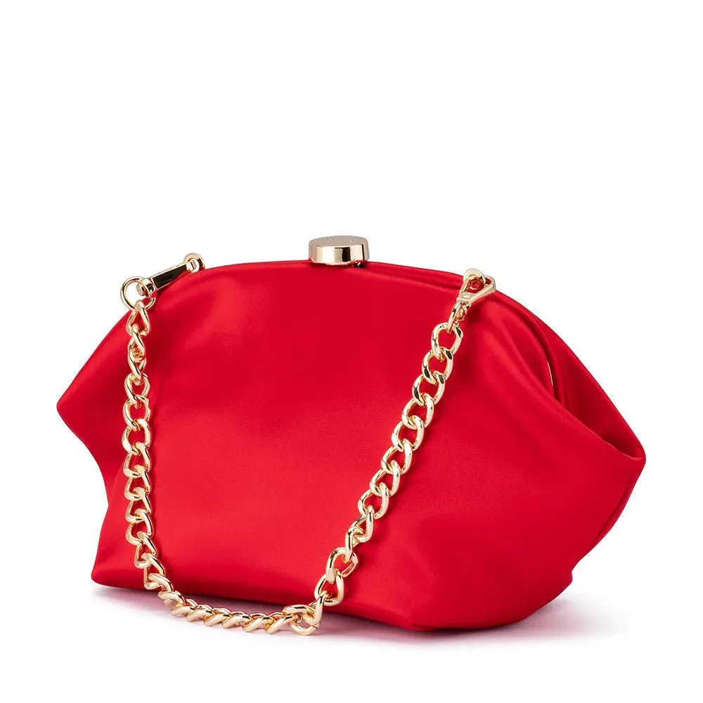 Karina Satin Clutch - Red