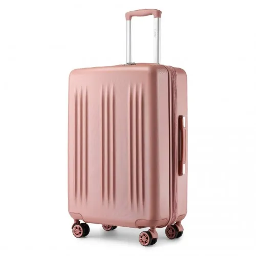 Kono 3 Piece Luggage Set - 20/24/28 Inch - Striped Expandable ABS PC Suitcase with TSA Lock & Spinner Wheels - Nude