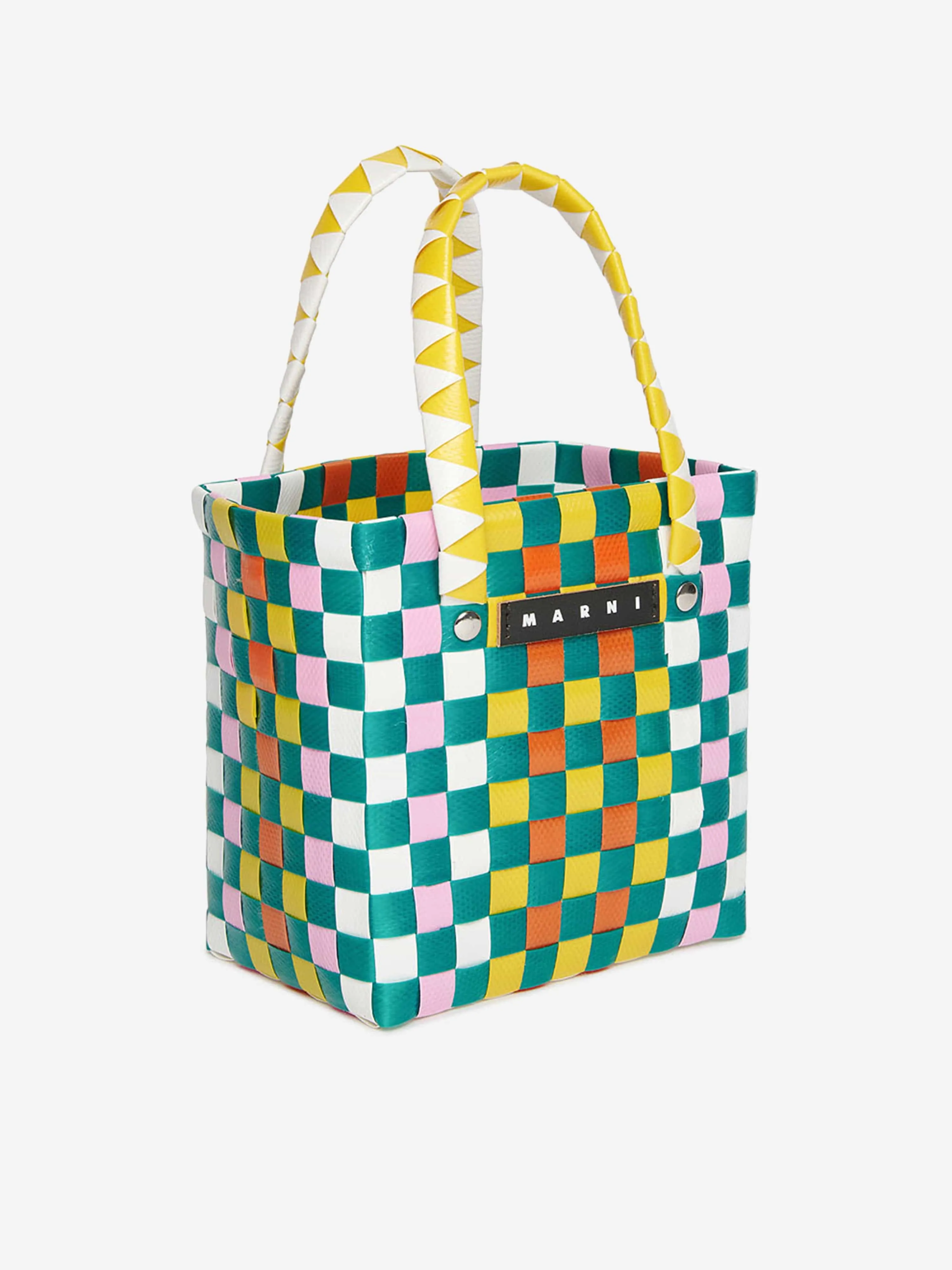 MARNI Girls Woven Micro Basket Bag in Yellow (14cm)