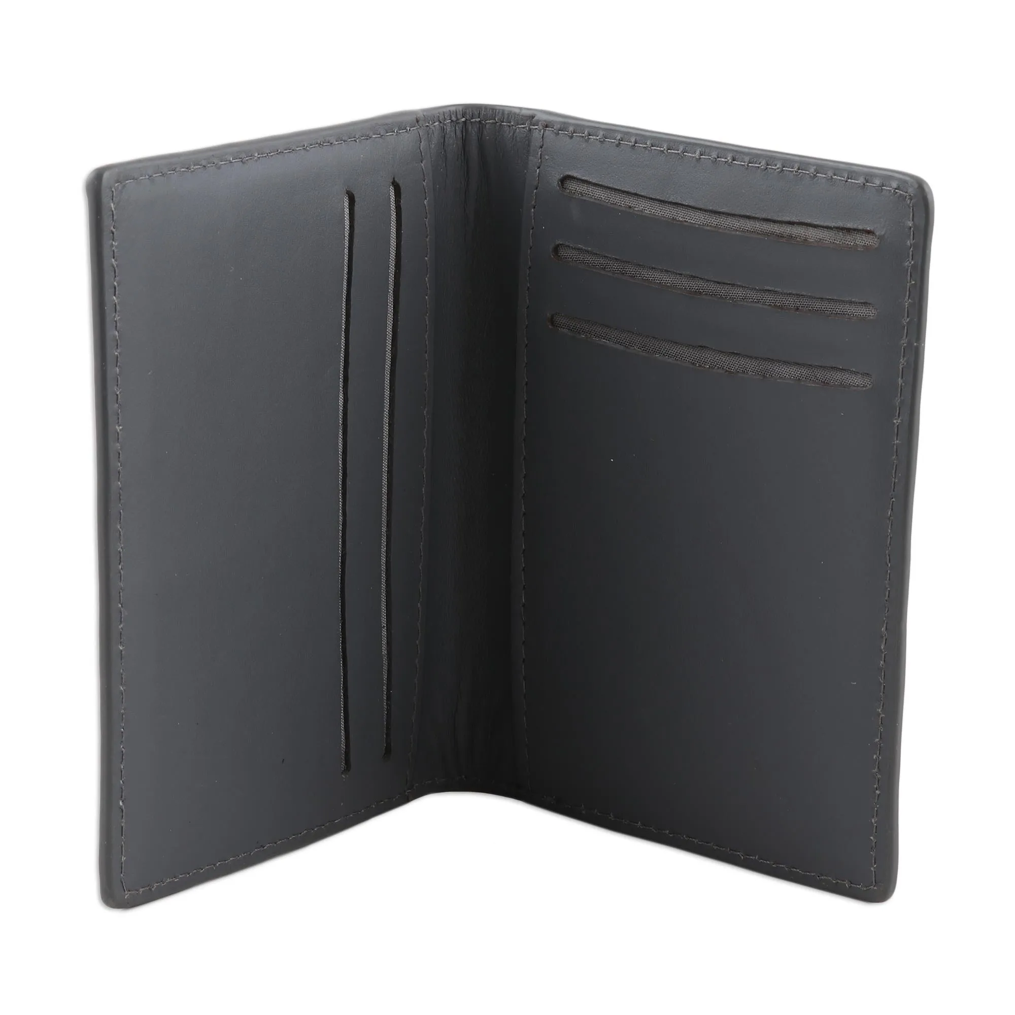 Men's Textured Grey Leather Wallet - Classy Companion