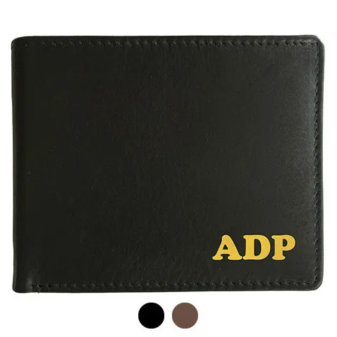 Monogrammed Personalized Leather RFID Blocking Bifold Slim Men's Wallet