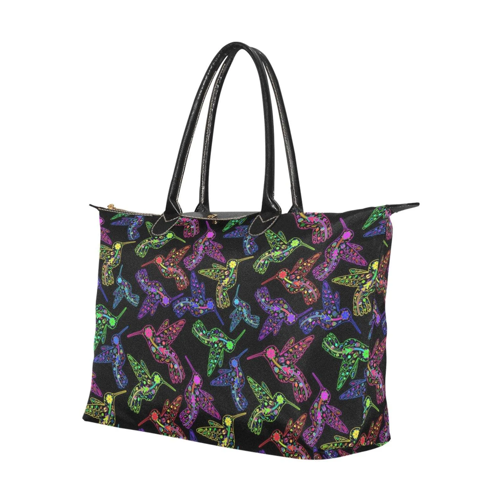 Neon Floral Hummingbirds Single-Shoulder Lady Handbag