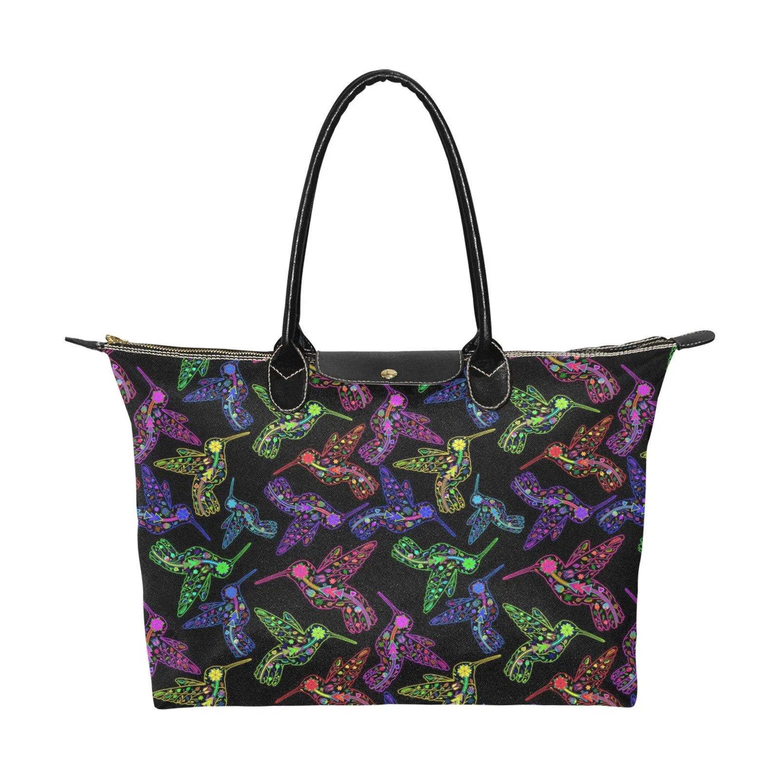 Neon Floral Hummingbirds Single-Shoulder Lady Handbag