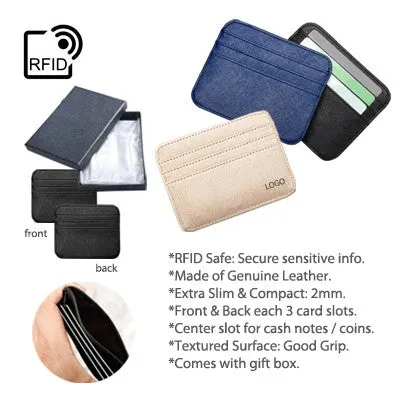 RFID Safe 6 Slot Extra Slim Leather Travel Wallet