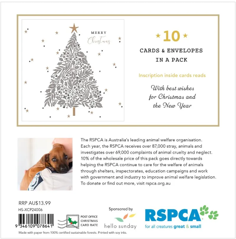 RSPCA Christmas Card Pack - Christmas Tree