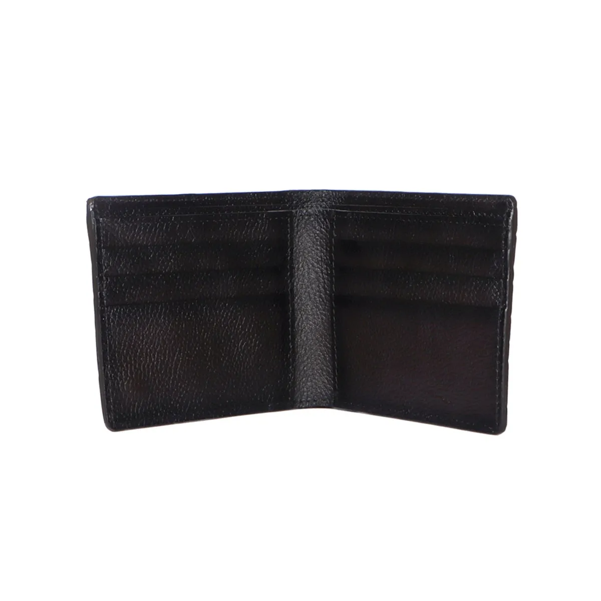 Silhouette Design Dark Brown Textured And Cut Croco Print Leather Bi-Fold Wallet