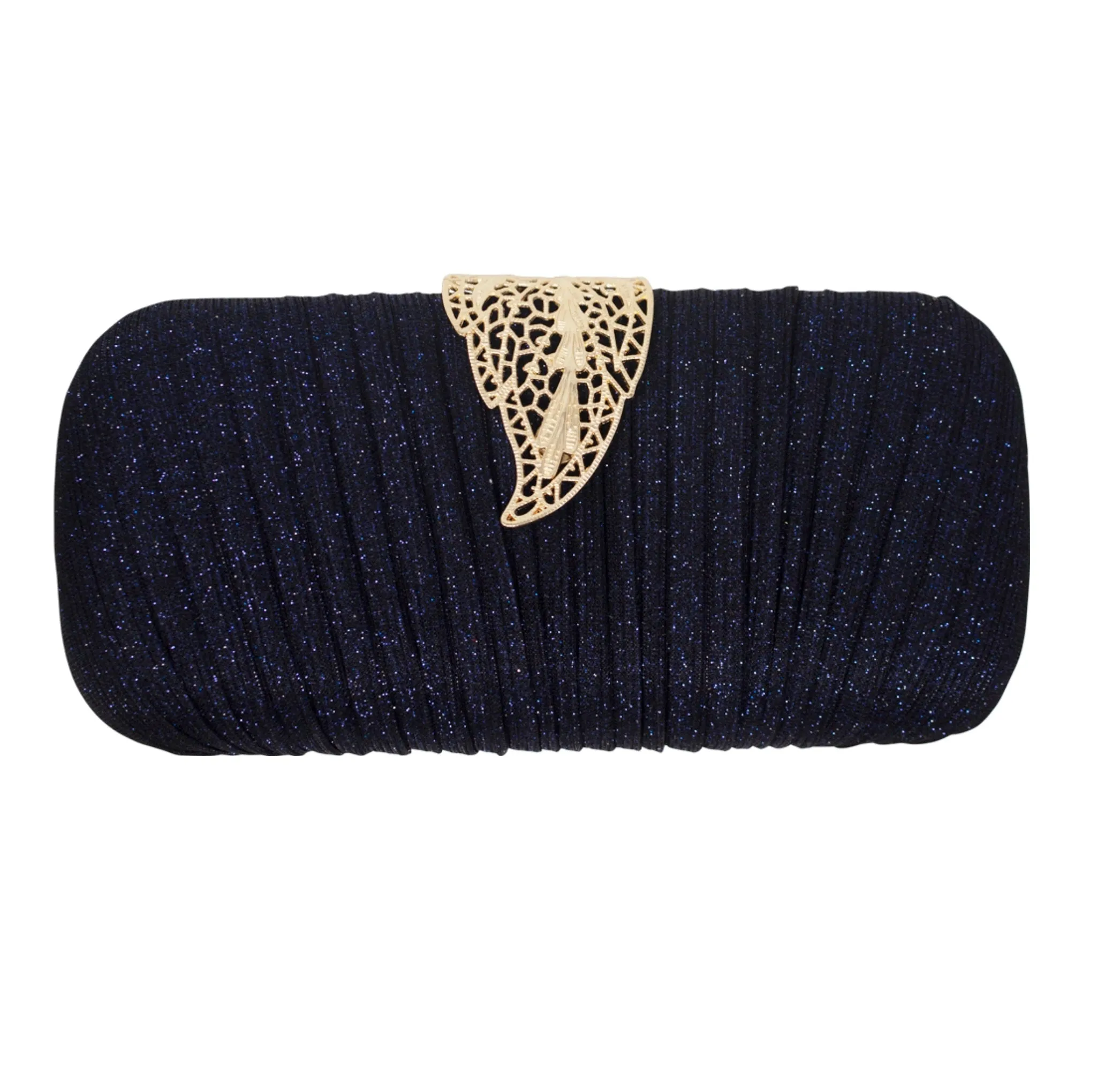 Sparkly Gold Leaf Shimmery Navy Blue Clutch