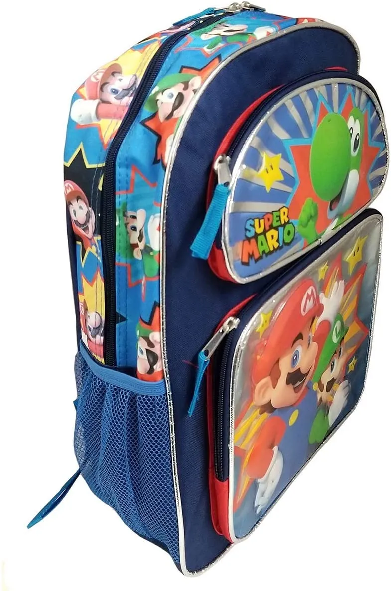 Super Mario Brothers w/ Yoshi 16" Large Backpack