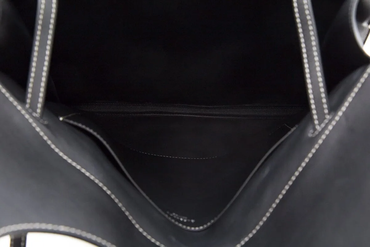 Trendy Inspired Burberry Black Leather Large Fold Over Handbag