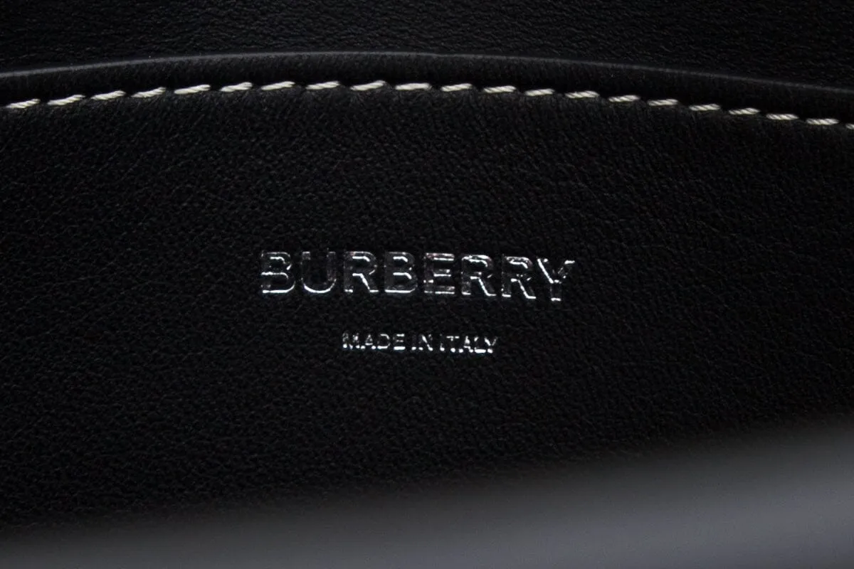 Trendy Inspired Burberry Black Leather Large Fold Over Handbag