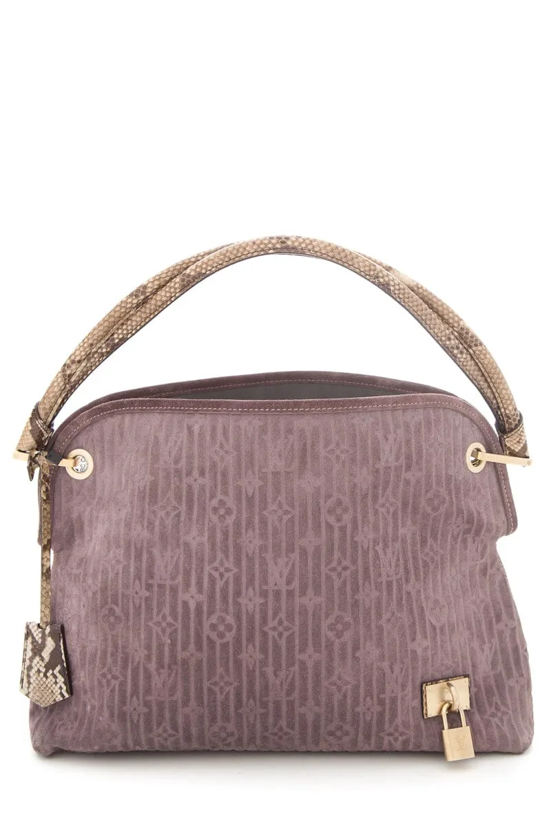 Trendy Inspired Louis Vuitton 2008 Python Trimmed Suede Whisper Handbag