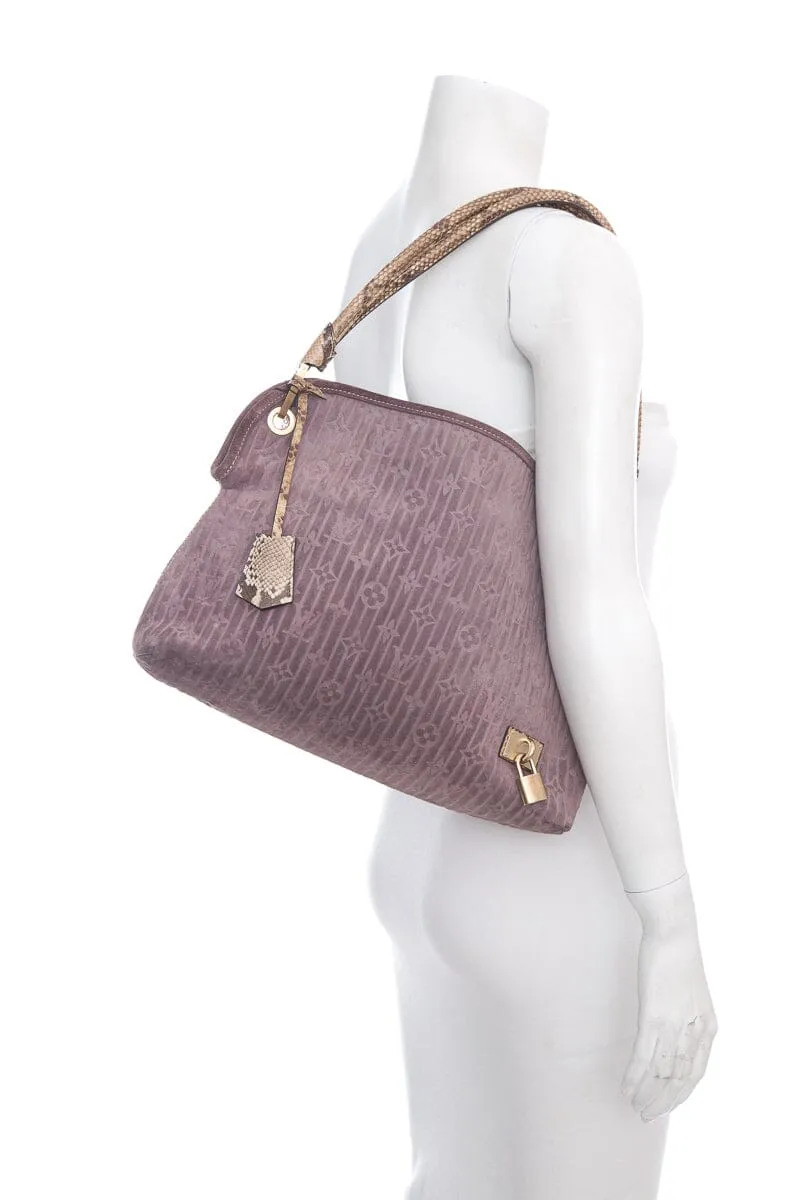 Trendy Inspired Louis Vuitton 2008 Python Trimmed Suede Whisper Handbag