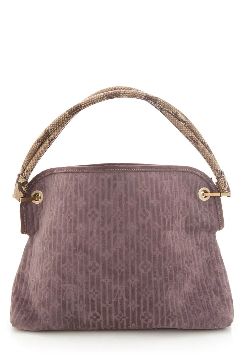 Trendy Inspired Louis Vuitton 2008 Python Trimmed Suede Whisper Handbag